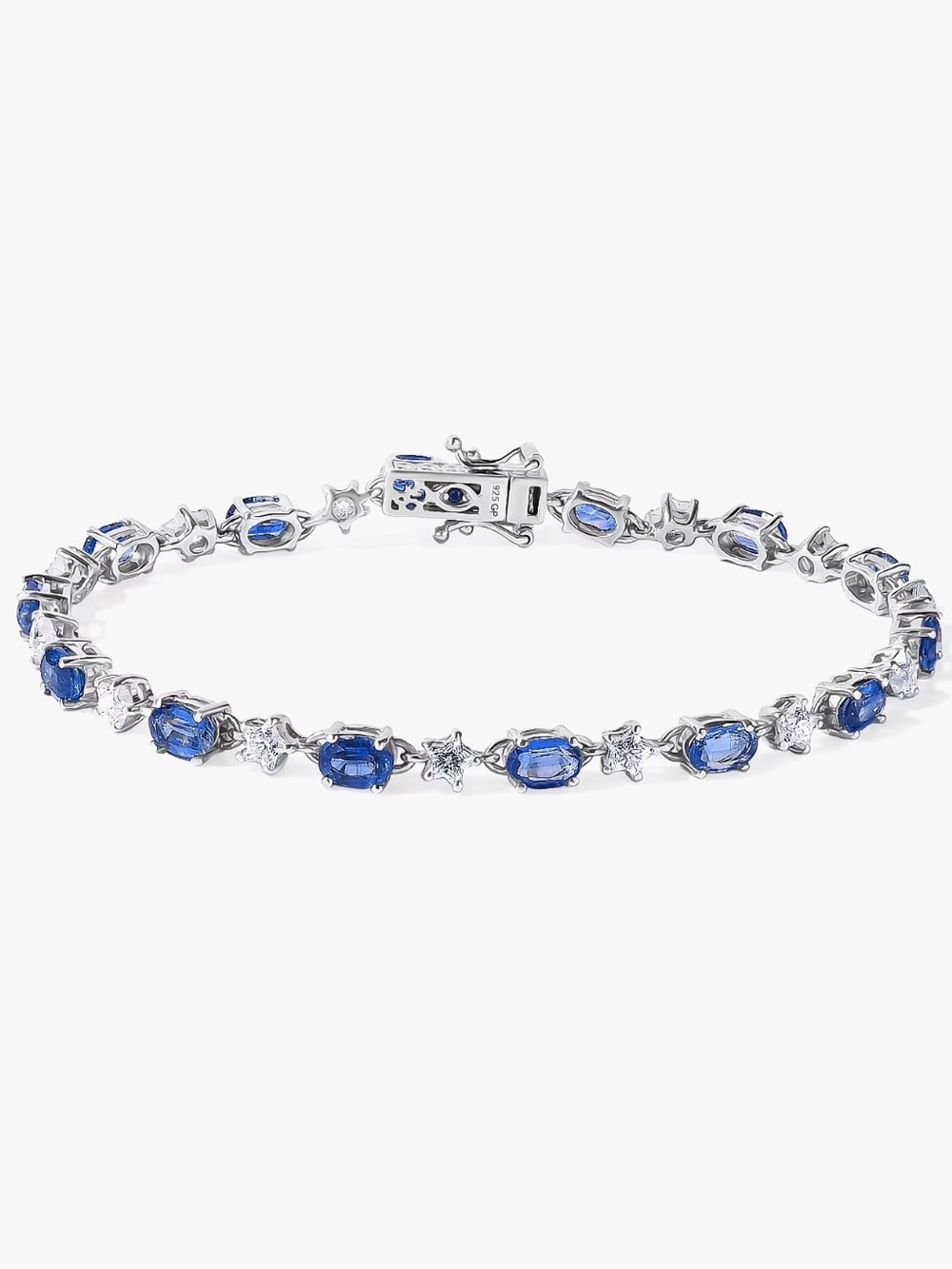 GP Womens Celestial Dream Kashmir Kyanite & Moissanite Star Bracelet Silver New